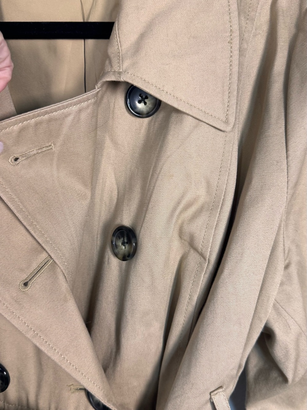 Liz Lange Maternity Trench Coat XXL Tan  Cotton Belted Classic Jacket Pregnancy - Picture 5 of 14